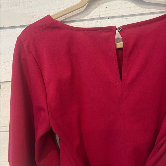 Ann Taylor Factory Dark Pink/Red with adjustable Tie Front /Back Blouse - Picture 5 of 14